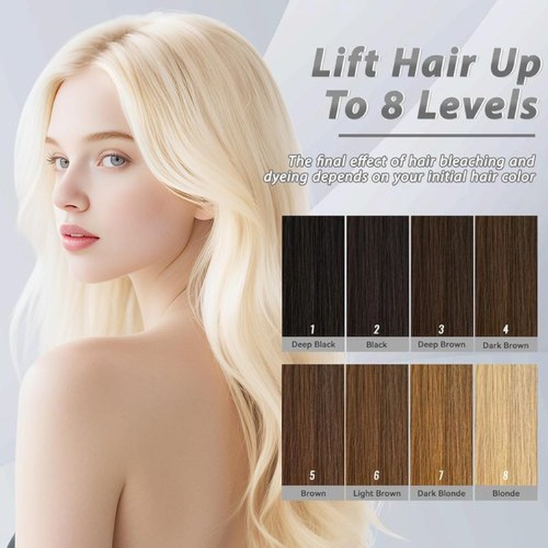 Skiennix Gentle Cream Hair Bleach Kit - Ammonia-Free, No-Drip Formula Lifts Up to 8 Levels