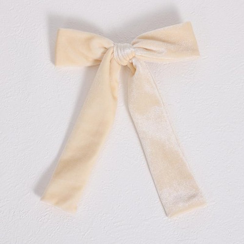 5" Velvet Ribbon Hair Bows for Girls Women Cream White Velvet Long Tail Ponytail Bowknot Alligator Clips Toddler Teens Baby Kids Fall Wedding Pageant 1st Communion Dress Accessory Gift