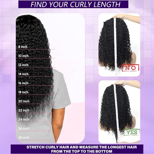 Glimeer Half Wig Human Hair Deep Wave 3 In 1 Drawstring Seamless Filp Over Curly Half Wig 200% Density Wear and Go Glueless Half Wigs for Black Women Natural Color 18 Inch
