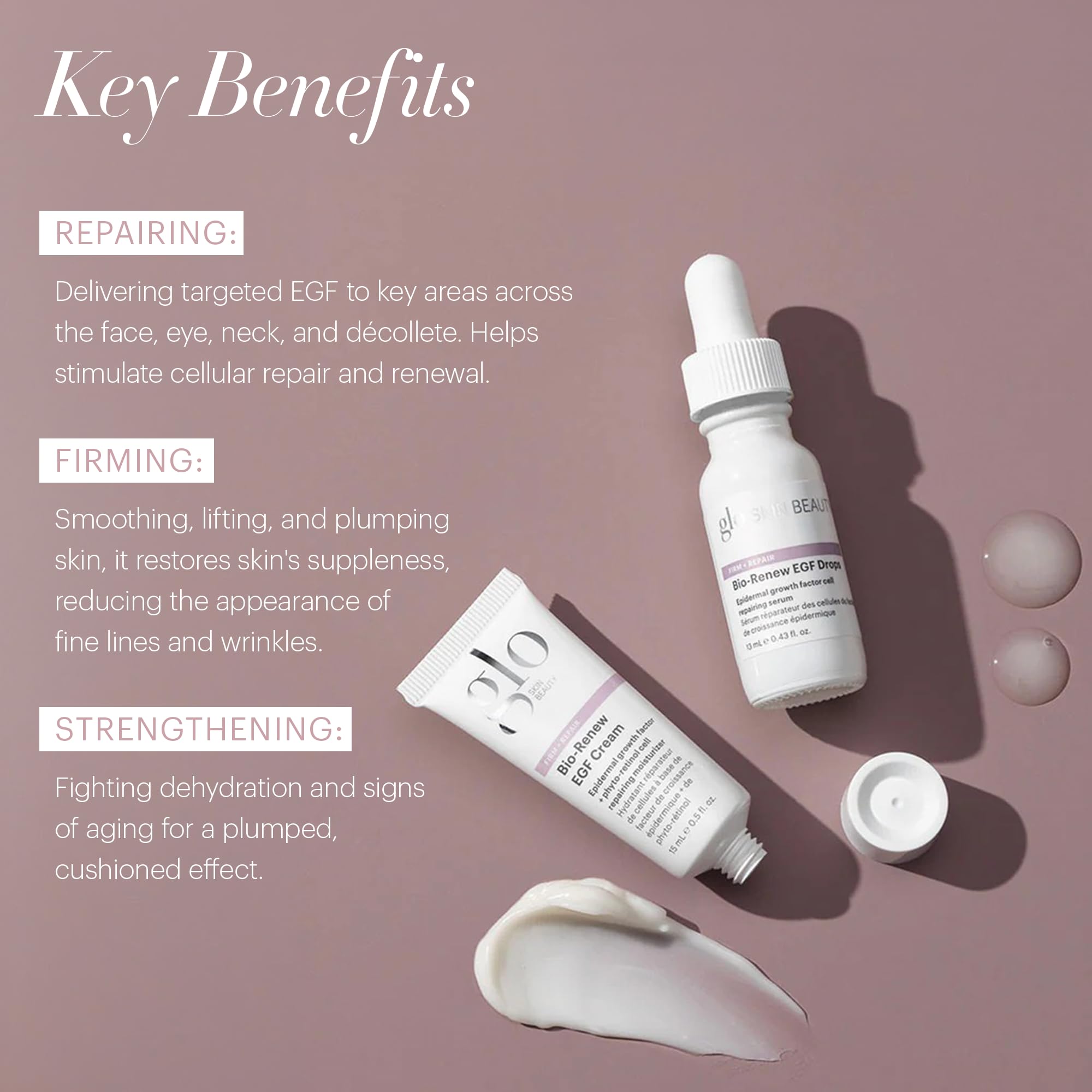 Glo Skin Beauty Bio-Renew EGF Discovery Set ($196 Value) – Travel Size Anti-Aging Skincare Kit for Hydration, Smoothing & Skin Renewal