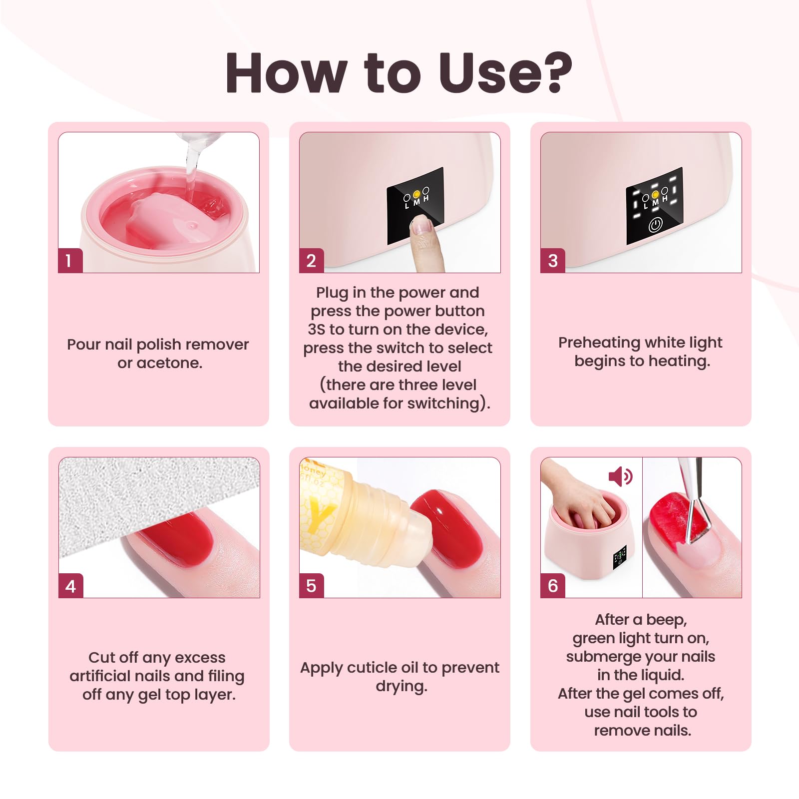 Yokilly Nail Soaking Bowl Heated: Three-Level Temperature Control Nail Soak Off Bowl for Nail Enthusiasts Beginner - Electric Manicure Nail Remover Bowl 50% Faster for Home Salon