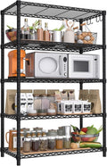 PrimeZone Wire Metal Storage Shelves - Heavy Duty 5-Tier Adjustable Garage Organizer Rack | NSF-Certified, Black, 35.5" W x 14" D x 72" H