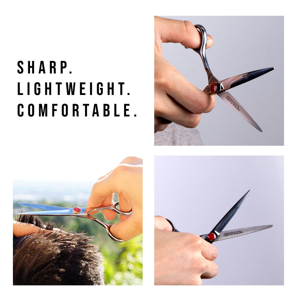 Tokko Katana Classic Lefty Shears Professional Razor Edge 440C Japanese Stainless Steel Left Handed Haircutting Scissors 6.5" Barber Shears With Adjustment Screw and Leather Case