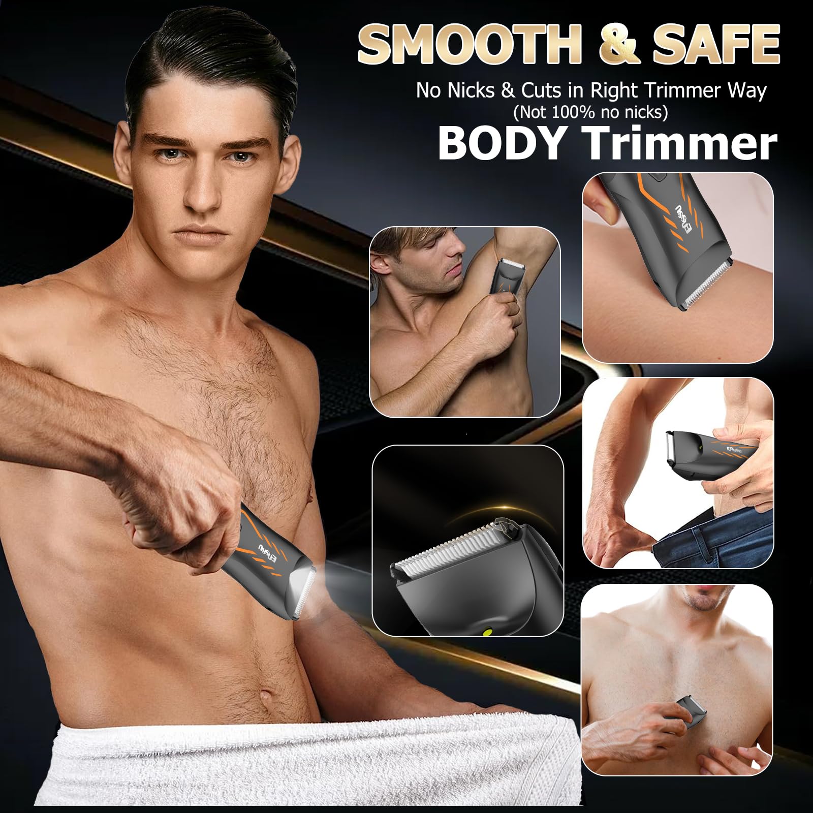 Manscape Body Hair Trimmer for Men w/Light Pubic Hair Trimmer Safe Blade