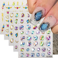 5D Gem Nail Art Sticker Decals Self Adhesive Crystal Rhinestone Embossed Nail Stickers Gem Design 5 Sheet