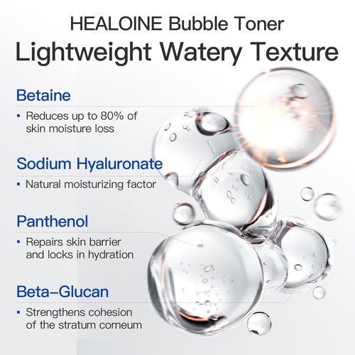 Healoine Bubble Toner Deep Moisturizing, Hydrating and Refreshing Cloud Glow Toner for Face Nature Vegan Korean Skin Care 180ml/6.1 fl.oz.