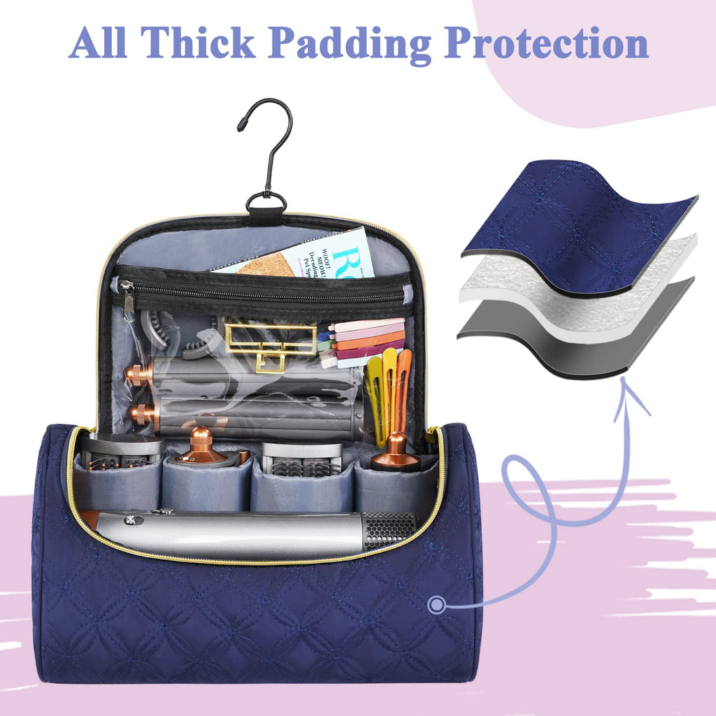 Mancro Padded Travel Case Compatible with Dyson Airwrap, Blue