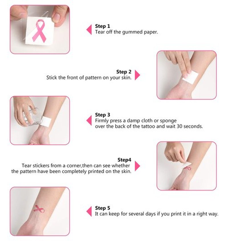 192PCS Breast Cancer Awareness Pink Ribbon Tattoos - Walk/Football Team/Run/Fundraising Giveaways Favors