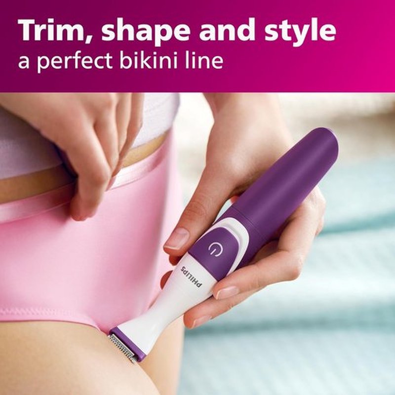 Philips Beauty Bikini Genie Trimmer - Cordless Hair Removal with Shaving Head & Comb, BRT383/50