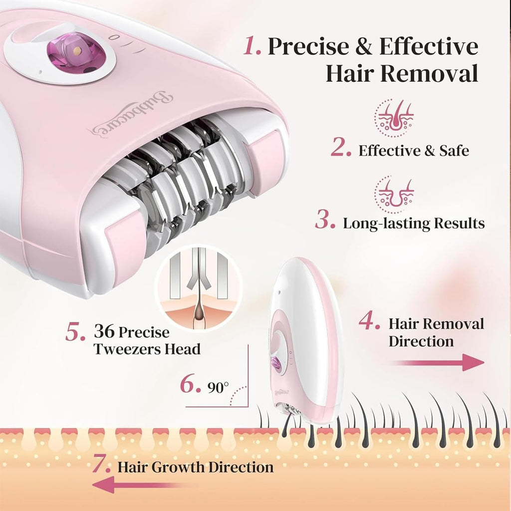 Epilator for Women, Silent Smooth Glide 2-Speed Facial Hair Removal Device, Cordless Rechargeable Hair Remover for Face, Legs, Bikini, Arms