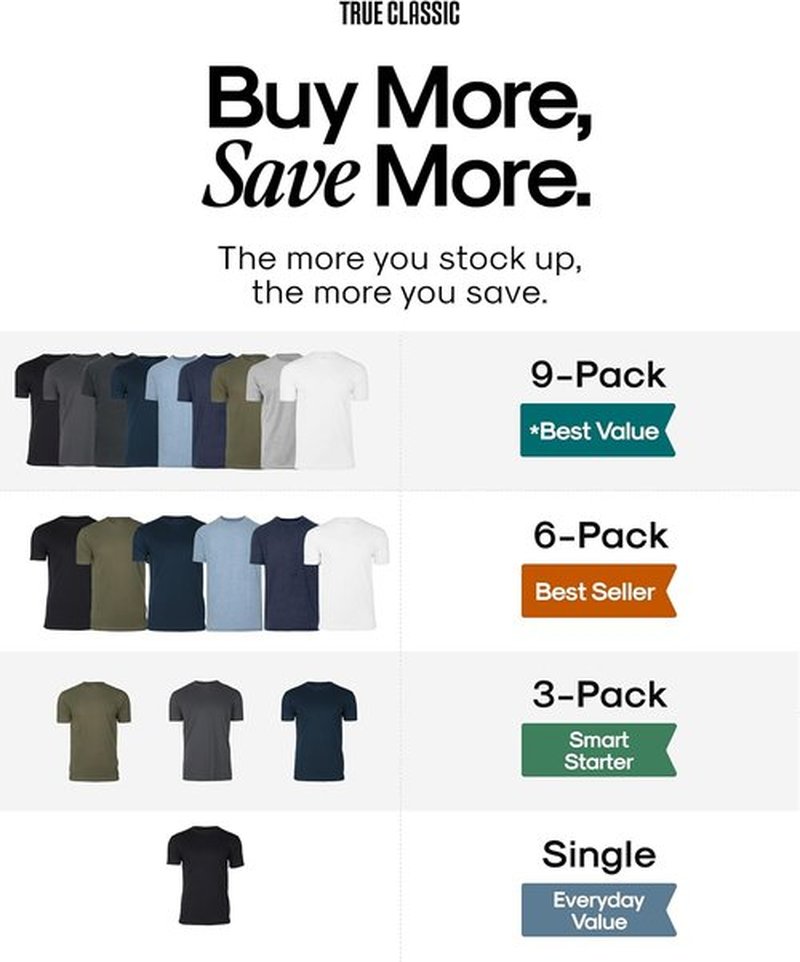 True Classic Men's T-Shirts - Short Sleeve Crew Neck Cotton Blend Tees | Stylish & Comfortable