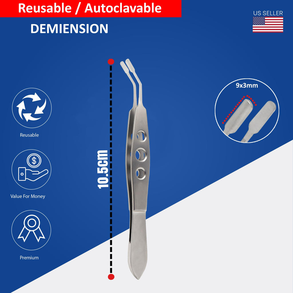 STELLMACHER Meibomian Gland Expressor Stainless Steel | Eyelid Massage Tweezers for Dry Eye Extraction | Chalazion Remover Eye Stye Treatment Cleaning Tool for Men & Women – Rectangle Tip