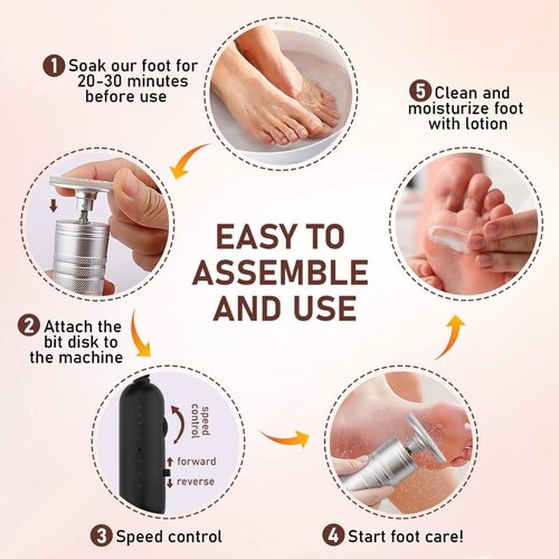 Kredioo Electric Foot Callus Remover Nano Glass Foot File German Technology Grinding Sanding Pedicure Tool for Feet Sensitive Skin Safe Adjust Speed R/F Direction Remove Thick Toe Nails