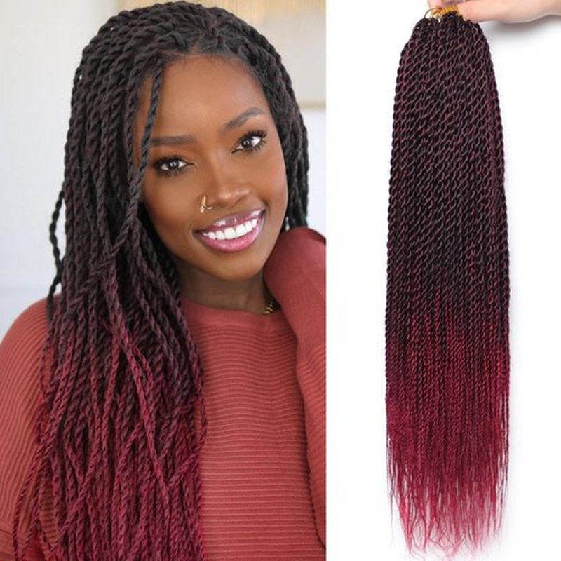 Red Crochet Hair For Black Women 18 Inch Long Senegalese Twist Crochet Hair 9 Packs Crochet Braids Prelooped Crochet Twist Hair Crochet Braids For Black Women 20 Strands Crochet Twist Hair (TBUG)