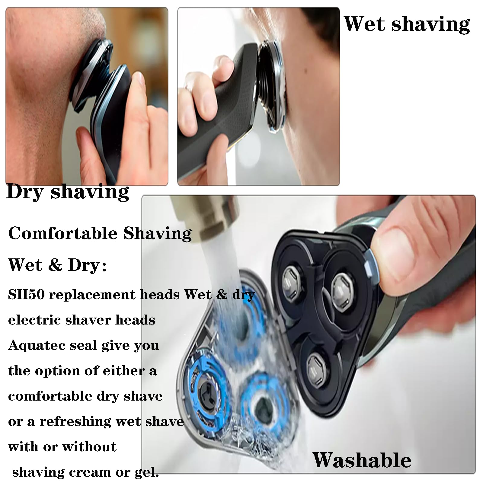 SH50 Replacement Blades Head Part Compatible with Philipss Norelcos 5000 Replacement Heads for Series 5000 (S5xxx), PT7xx, PT8xx,SH50 Replacement Blades for Series 5000 Razors