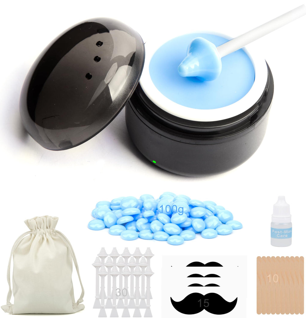 STORICANS Portable Nose Wax Kit for Men & Women - Mini USB Wax Warmer with 100g Wax Beads, 30 Nose Sticks, 10 Applicators, 2 Silicone Pots & Organizer Bag - At-Home Nose Ear Hair Removal Kit