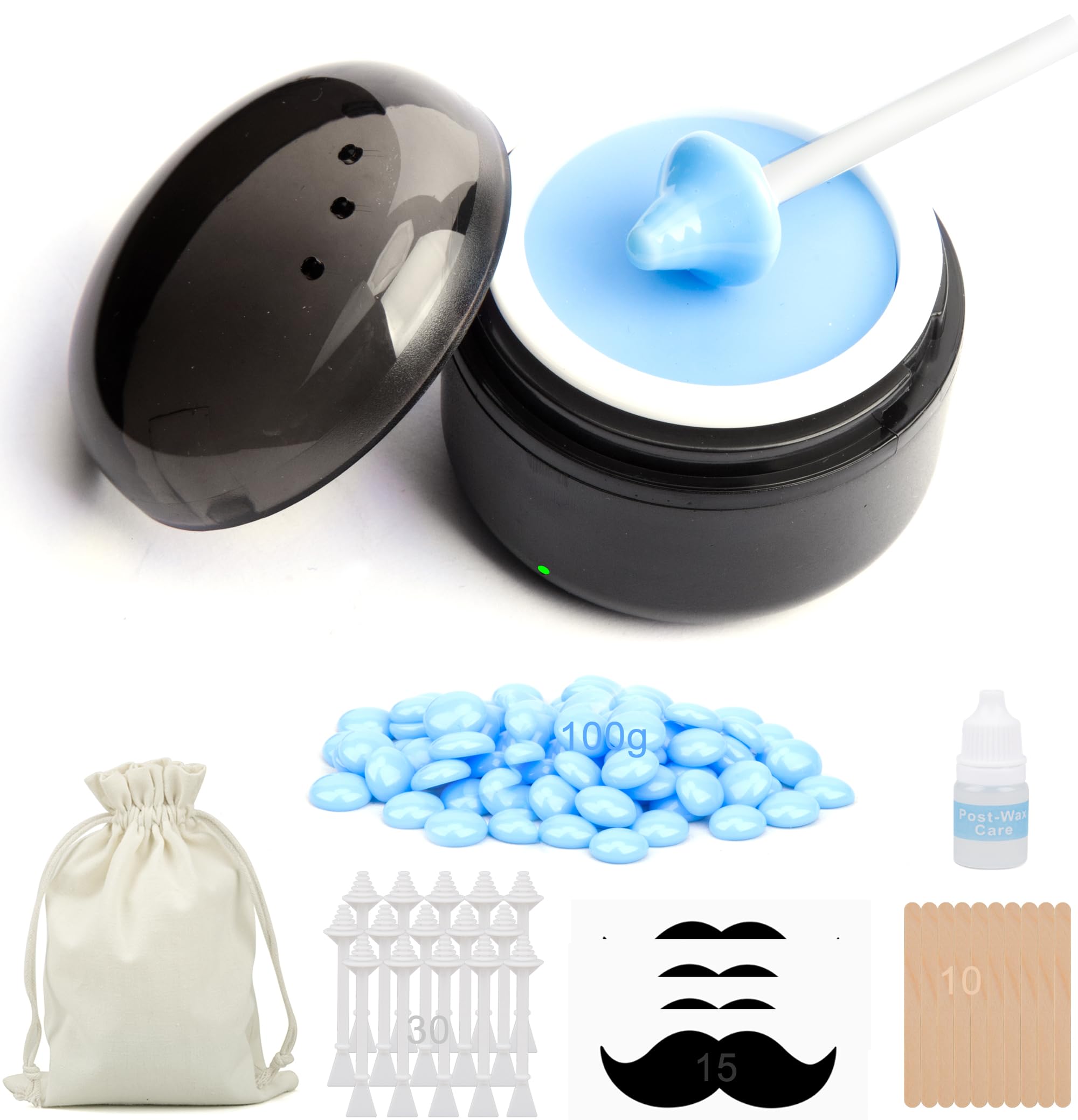 STORICANS Portable Nose Wax Kit for Men & Women - Mini USB Wax Warmer with 100g Wax Beads, 30 Nose Sticks, 10 Applicators, 2 Silicone Pots & Organizer Bag - At-Home Nose Ear Hair Removal Kit