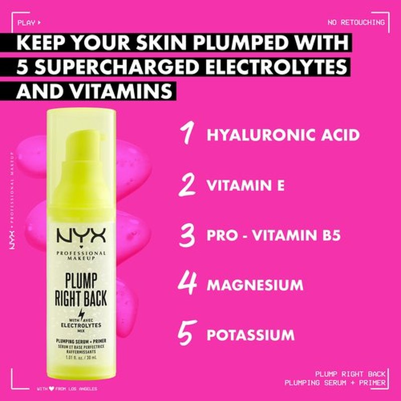 NYX PROFESSIONAL MAKEUP Plump Right Back Plumping Serum & Primer, With Hyaluronic Acid