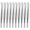 Stainless Steel Tweezers, with Curved Serrated Tip Multipurpose Sewing Machine Tweezers Forceps for Craft Repairing (10PCS)