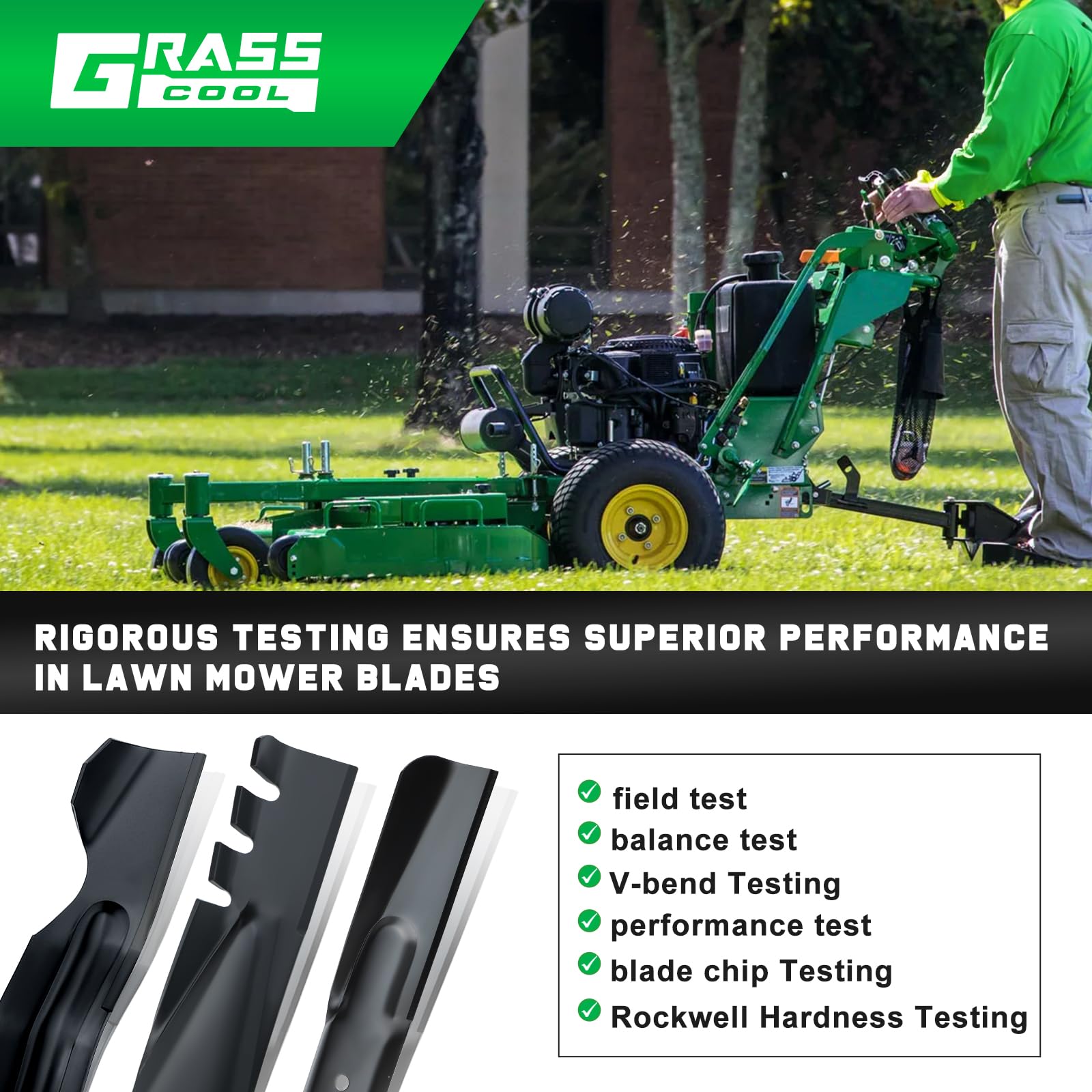 Grasscool 482877 Mulching Blades for Bad Boy Scag Hustler 795757 Fastrak Raptor SD 48 Inch Deck Mower Replace 038-5000-00 038-5350-0050 481706 038 5350 00