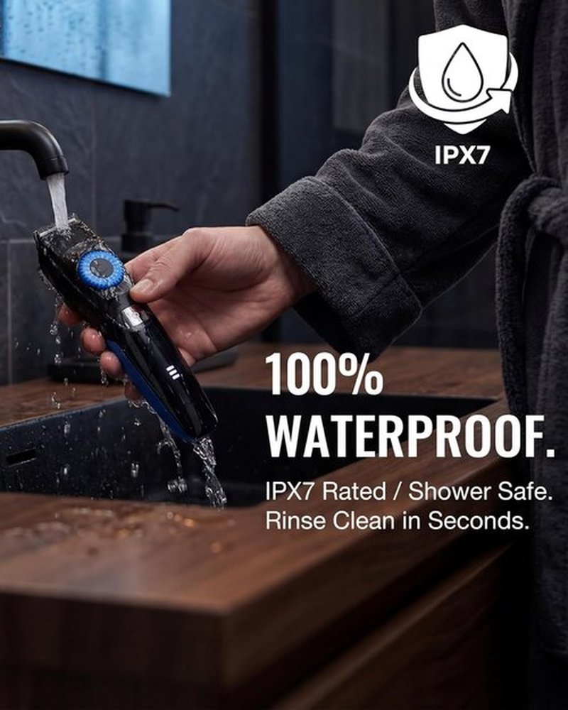 Skiennix Beard Trimmer for Men - 120-Min Cordless Runtime, 0.5mm Precision Dial, IPX7 Waterproof