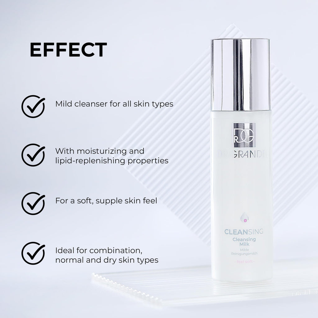DR. GRANDEL Cleansing Milk – Mild cleansing milk for the face, neck, and décolleté, with Panthenol and Jojoba Oil, moisture-retaining, light and creamy texture