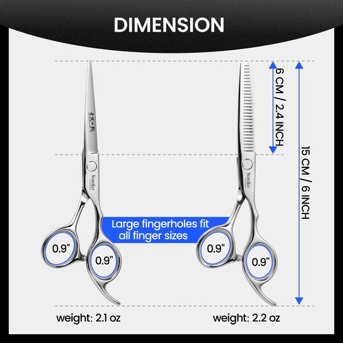 SEIMEIKEN Hair Cutting Scissors Kit – 10PCS Professional Hair Shears Set - 6.0 Inch Haircut Scissors - Hairdressing Shears Thinning Scissors for Salon & Home Use