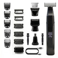 4-in-1 Electric Body Hair Trimmer for Men, Waterproof Grooming Kit with T-Blade, Foil Shaver & Nose Hair Trimmer, LED Display, USB-C Rechargeable, Wet & Dry Use, 6 Guide Combs (0-7mm)