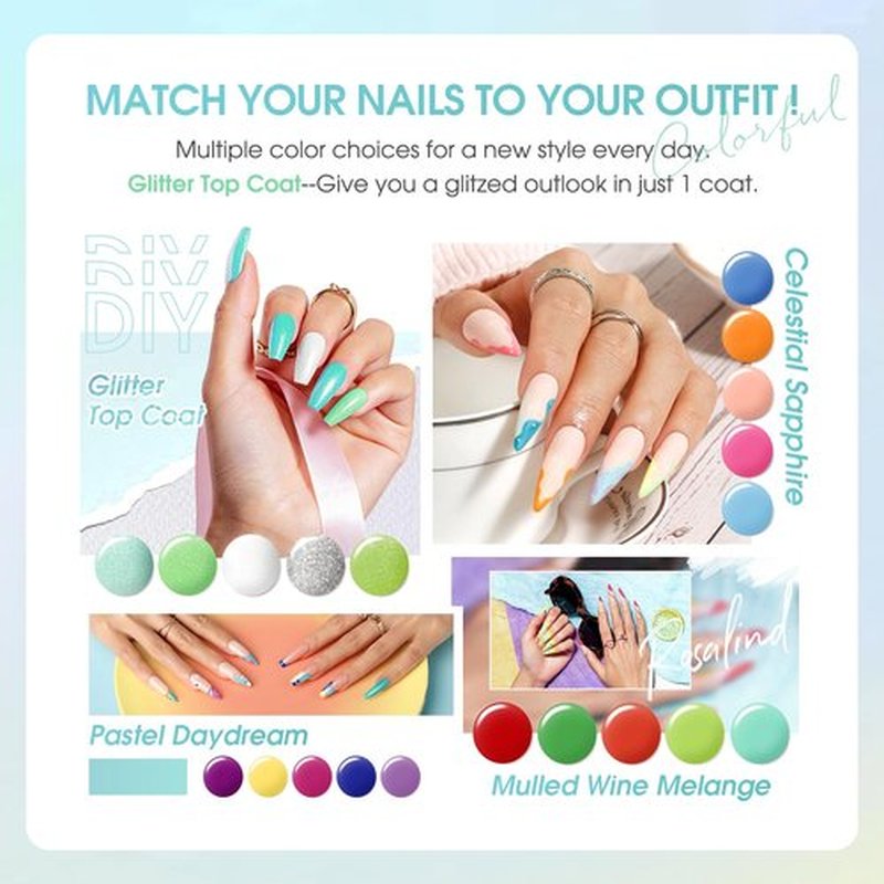 ROSALIND 24Pcs Neon Gel Nail Polish Set with Gel Base and Matte Glossy Glitter Top Coat, Bright Neon Colors Nail Gel Polish Soak Off UV Manicure Rainbow Nail Art