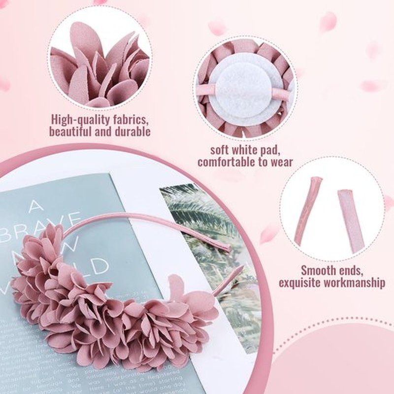 Dizila 8 Pieces Retro Flower Headbands Floral Hair Bands Hoops Wedding Birthday Party Christmas Hair Accessories for Women Girls Teens Kids