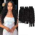 Burmese Curly Bundles Human Hair 3C4A Spiral End Quick Water Wave Human Hair Bundles Extensions 3Pcs for Women 18 20 22 inch Natural Black
