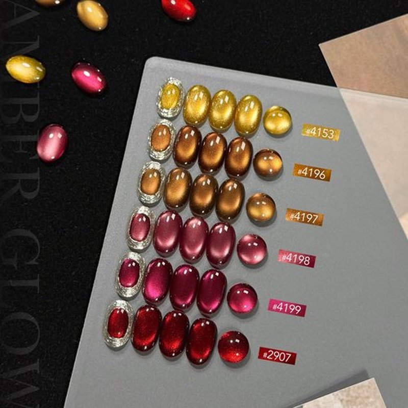 GAOY Glitter Cat Eye Gel Nail Polish Set with Magnet, 6 Colors Gold Red Brown Glitter Gel Holography, Long Lasting for Nail Art at Home & Salon Manicure