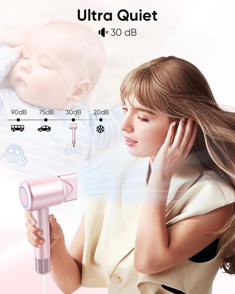 Skiennix Hair Dryer - High-Speed Ionic Blow Dryer with Quiet Brushless Motor | Compact Design for Fast Drying