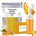 Turmeric Wash and Care Three Piece Set,Tuemeric Facial Cleanser & Turmeric Soap Bar & Turmeric Face Scrub Pads,Turmeric Cleansing Skincare Set,Deep Cleansing(1Set)