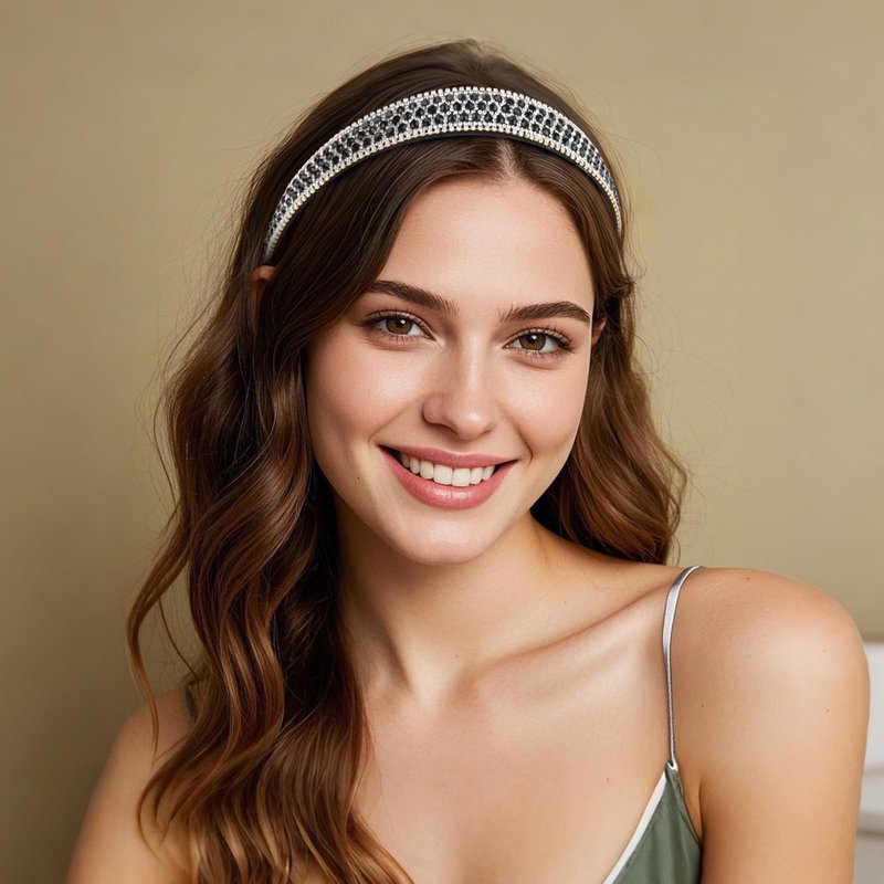 Wecoe 4 Pack Rhinestone Headbands Women Fashion Glitter Sparkly Diamond Headbands Flower Girls Back to School Prom Hair Accessories Women Girls Birthday Gift (Silver, Pink, Coffee, Black)