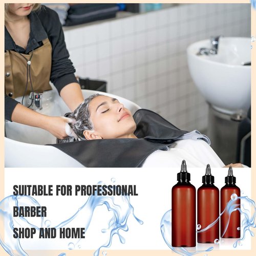 Barydat 24 Pcs 3.4 oz Amber Squeeze Bottle Twist Top Applicator Empty Hair Oiling Bottle with 4 Funnels Refillable Plastic Liquid Containers for Liquid Hair Oil Shampoo Lotion