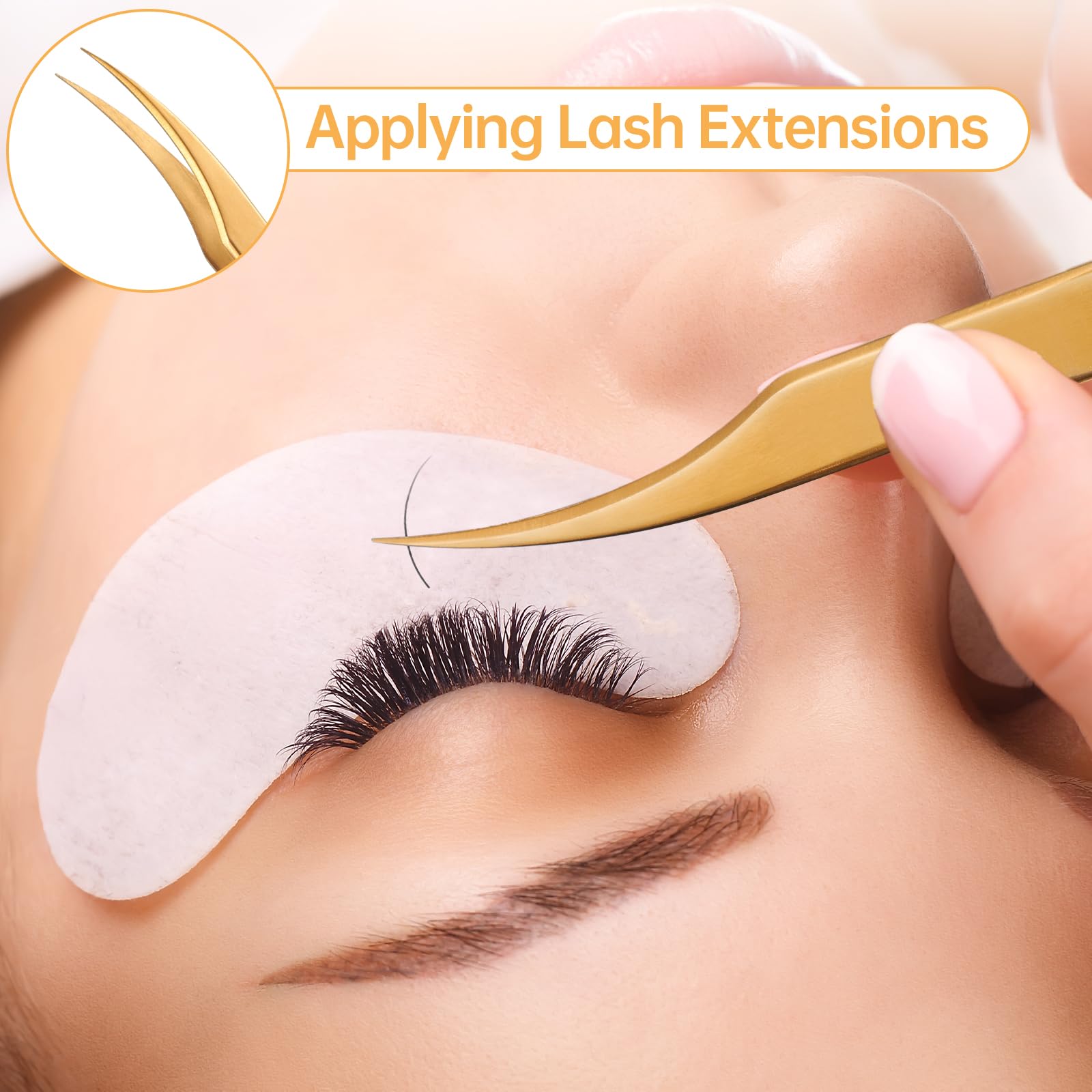 MGER Isolation Tweezers for Eyelash Extensions, Professional Hand Calibrated Dolphin tip Tweezers & eyelash tweezers for lash extensions, Effortless Application with Precision Tweezers, Gold