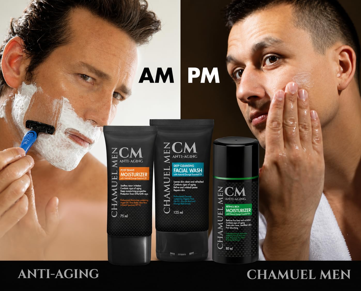 Mens Face Moisturizer Anti Aging - Aftershave for Men, Face Cream & Post Shave Lotion with Argan, Shea & Aloe - Daily Skin Care Balm for Dry, Oily & Sensitive Skin, 2.6 oz