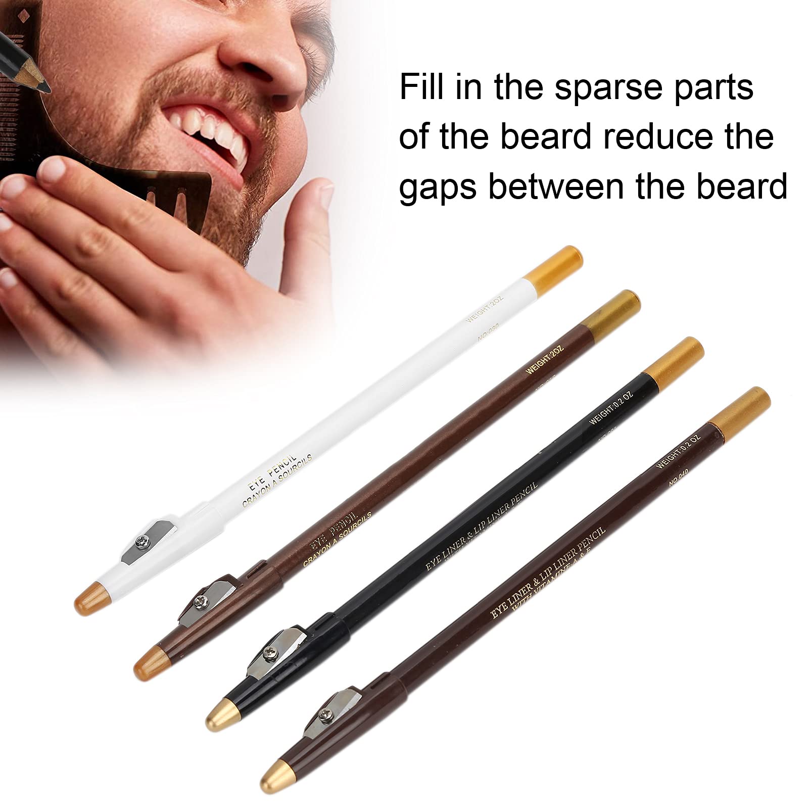Fayelume 4PCS Barber Pencil, Beard Pencil, Beard Pen Suitable for Trimming the Contour of the Beard and Outlining the Hairline