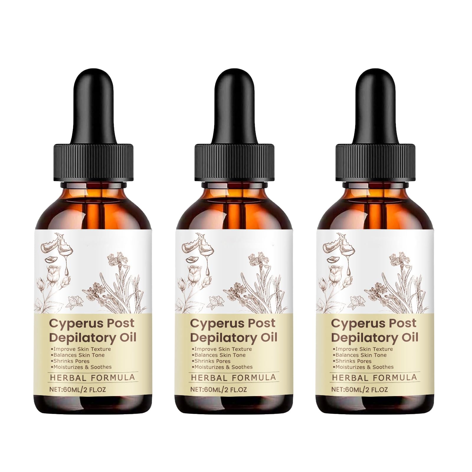3 Pcs Cyperus Rotundus Oil for Hair Removal, Gentle Nourishing, Soothing Smooth Delicate Skin, Hair Removal Care Essential Oil.