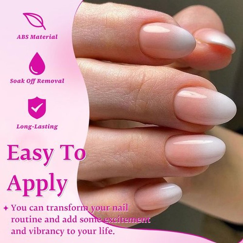 LuckForever 168pc Ombre Press on Nails Short Oval Fake Nails with Tabs, Round Almond Nails Press ons Nail Ombre Glue on Nails Short Fake Nail Stick Full Cover Acrylic Nails Artificial Fingernail