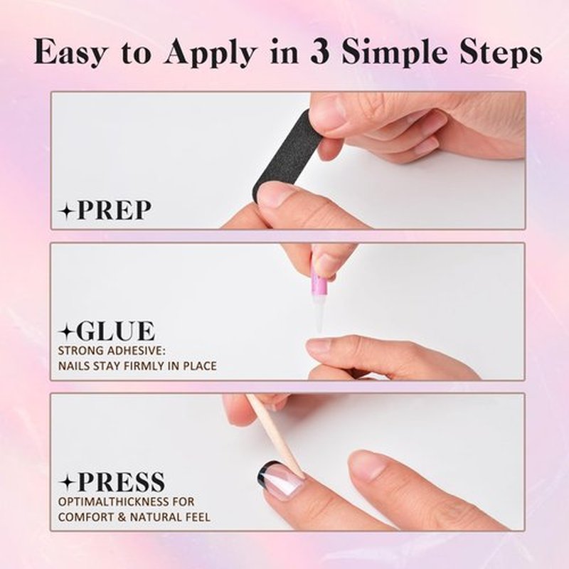 Almond Press On Nails, 3D Butterfly Designs Medium Fake Nails with Nail Glue, Reusable Soft Gel Stick On Nails for Women Girls Gift, 24PC Elegant Glue On Nails Kit