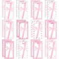 Thenshop 48 Pcs Pink Bow Sticky Notes and Pens Set Pink Notes Preppy Aesthetic Self Stick Notepads Ballpoint Pens for Coquette Supplies Bow Party Favors