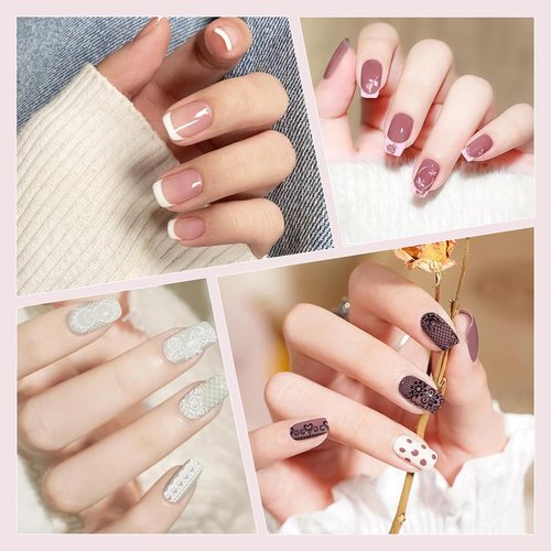 Biutee Nail Stamping Plates 2Pcs French Tip Stamp Plate 110 Patterns Nail Stamping Kit With Silicone Stamper Scraper Large Lace Line Flower Nail Art Stamping Template Valentine Holiday Gift for Women