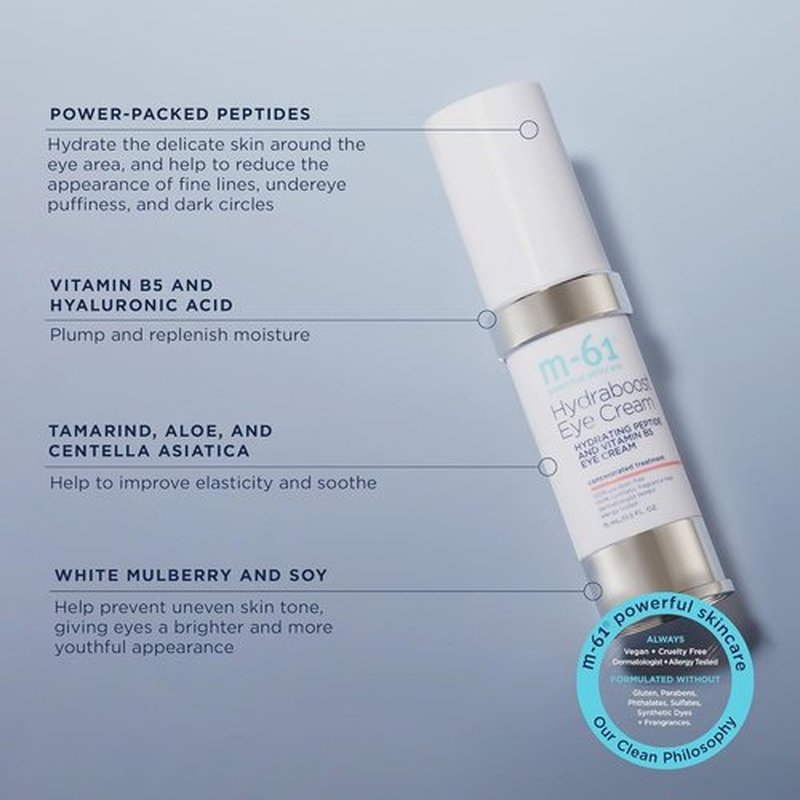M-61 Hydraboost Eye Cream - Moisturizing & Firming Undereye Treatment with Hyaluronic Acid | 0.5 Fl Oz | Made in USA