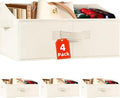 Criusia Closet Organizers | Large Fabric Bins 4-Pack with Handles - Ideal for Clothes, Toys, and More