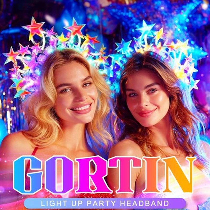 GORTIN Light up Star Headband LED Headpiece Carnival Festival Costume Hair Accessories for Women (Colorful)