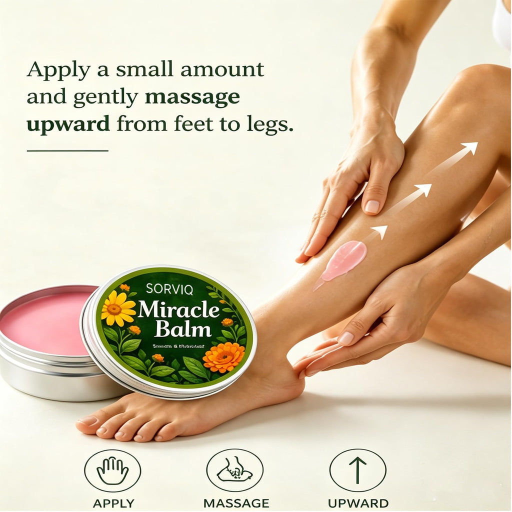 Sorviq Miracle Balm, Leg Relief Balm For Tired & Heavy Legs – Cooling Massage Cream With Arnica, Vitamin E & Calendula – Fast Absorbing Moisturizing Foot & Leg Care For Daily Comfort (2 Sets)
