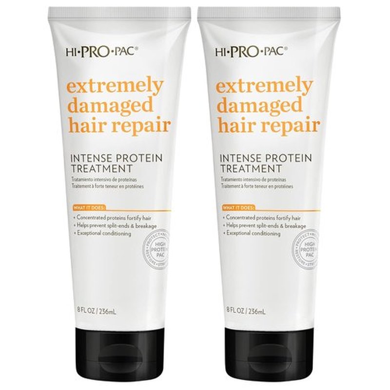 Hi-Pro-Pac Hair Mask - Intense Protein Treatment for Extremely Damaged Hair - 2-Pack, 8 fl oz