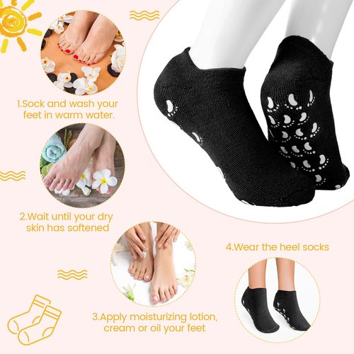 JaGely 6 Pairs Moisturizing Socks Soft Gel Spa Socks for Dry Cracked Feet Skins Gel Lined Feet Care Stocking for Repairing Softening Dry Cracked